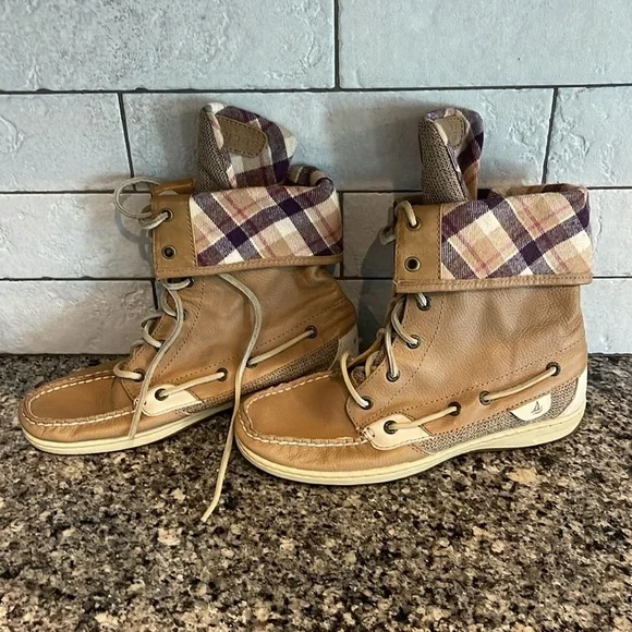 Sperry Women's Tan Plaid Ankle Boots - Picture 3 of 8